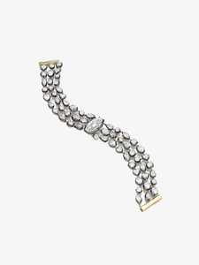 Georgian Inspired Three Line Statement Bridal <b>Bracelet</b> Multi-Shape Lab Grown Diamond Custom 10K 14KT 18KT <b>Solid</b> Gold Wholesale - Product Image 3