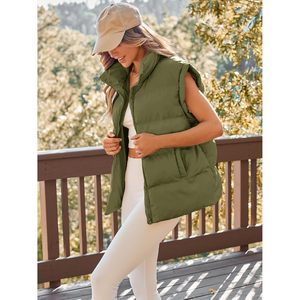 2025 2025 otoño moda mujer tejido Puffer chalecos sin mangas chaquetas y abrigos hinchados prendas de vestir exteriores cortas para el invierno - Product Image 1