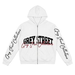 Sweat à capuche zippé vintage pour homme en coton 100% de haute qualité, épais, avec logo et motif lettres sur la manche, effet délavé à l'acide - Product Image 1