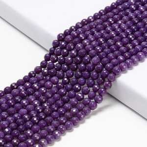 Perles de jade violet naturel rondes facettées, pierres précieuses en vrac pour la fabrication de bijoux, certifiées IGI, Rajasthan ZUBEDA GEMS JEWELRY - Product Image 1
