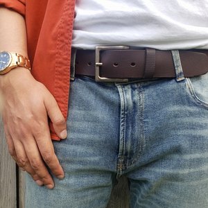 Cinturón de Cuero Genuino para Hombre, Precio al por Mayor, Marca de Diseñador, Costuras Clásicas, Estilo Casual de Negocios, LMB-0093B - Product Image 6