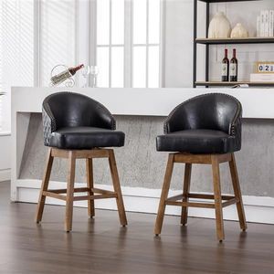 Set of 2 Counter Height Bar Stools with Footrest 360 Degree Swivel for Kitchen Dining Room Use - Product Image 3