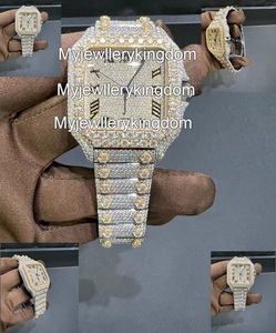 Reloj de Pulsera Estilo Hip Hop con Moissanita, Totalmente Cubierto de Piedras, Movimiento Automático, Reserva de Energía, Esfera de Acero Inoxidable - Product Image 3