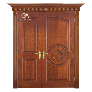 Puerta Doble de Madera Sólida de Lujo GA-49S con Diseño de Panel Geométrico para Villas de Lujo, Artesanía de Precisión - Product Image 3