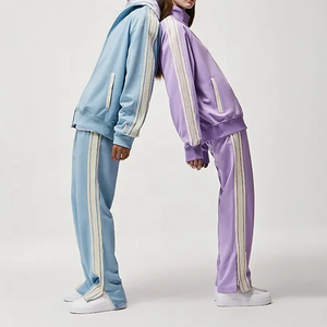 Pantalon de survêtement tendance avec poches, rayures latérales en coton, coupe large, pour homme - Product Image 2