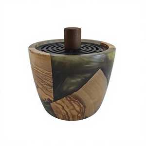 Evaporador de Incienso Redondo de Madera y Resina Mubkhaar Medkhan con Rejilla Metálica Ornamentada para Aroma de Bakhoor Oud y Decoración Árabe - Product Image 4