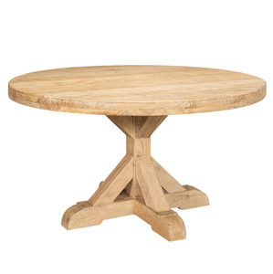 Table de salle à manger de luxe en bois de manguier massif, base ronde, finition naturelle, 4 à 6 places, taille personnalisée, pour la maison, la cuisine ou le restaurant - Product Image 3