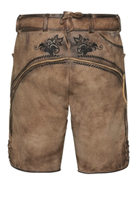 Shorts en cuir bavarois pour hommes, marron, brodés, pantalon traditionnel Trachten, vêtements décontractés pour l'Oktoberfest - Product Image 5