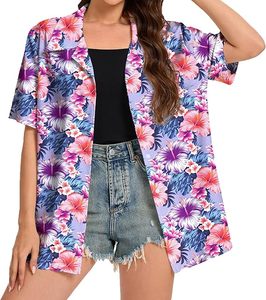 Camisa Hawaiana Informal para Mujer, Estampado Floral, con Botones, para Vacaciones de Verano en la Playa - Product Image 3