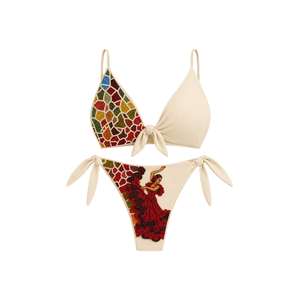 Conjunto de Bikini de Dos Piezas para Mujer, Estilo Halter, Color Sólido, Tanga, Traje de Baño Micro Triangular - Product Image 4