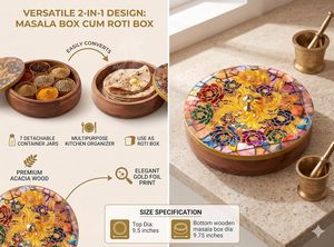 <b>Wooden</b> Spice Jar Set With Floral Painted Lid 8 <b>Piece</b> Traditional Kitchen Storage Container - Product Image 6