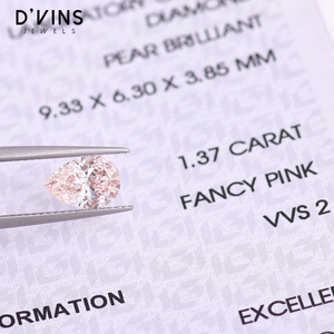 เพชร D'vins Jewels รับรองโดย IGI รูปทรงลูกแพร์สีชมพูแฟนซี VVS เพชร CVD ที่เพาะเลี้ยงในห้องปฏิบัติการ – ผลิตเพื่อประเทศอินเดีย - Product Image 3