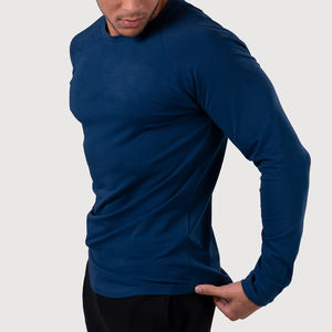 Camisetas personalizadas para hombre, ropa de gimnasio, camiseta de manga larga de secado rápido, transpirable, ecológica, camisetas con cuello redondo para hombre - Product Image 3