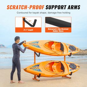 Supporto per Kayak Autoportante in Acciaio Resistente, Porta Kayak/Canoa/Paddleboard per 2 Kayak con Braccioli Imbottiti - Product Image 4