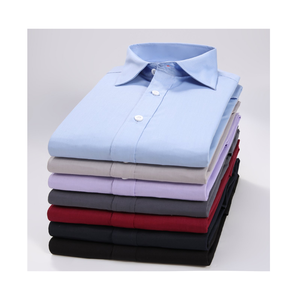 Chemise habillée formelle pour homme 100 % coton sergé teint en fil rayé à manches longues écologique séchage rapide anti-rétrécissement anti-boulochage été - Product Image 1