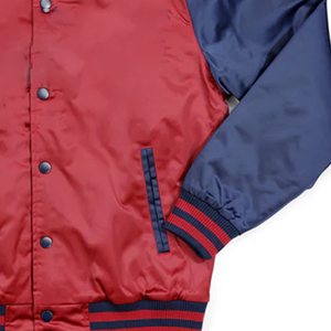 Blouson Bomber de Baseball SCSU Printemps Bicolore Premium Marron & Bleu Marine avec Logos Brodés en Satin Imperméable et Coupe-Vent - Product Image 3