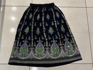 Handmade Women Printed Sequin Work Bohemian Rayon Nonwoven Casual Free Size Floor-Length <b>Skirt</b> - Product Image 4