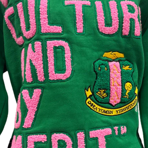 เสื้อสเวตเชิ้ตแขนยาวสีเขียวสำหรับชมรมนักเรียนหญิง  ปักลายตัวอักษรกรีก  คอกลม  พรีเมียม  สำหรับฤดูหนาว - Product Image 4