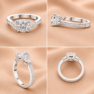 Anillo de Compromiso de Diamantes con Corte Trillón y Tres Piedras, Anillo de Promesa de Oro Blanco, Joyería Nupcial de Lujo para Mujer, Regalo - Product Image 4