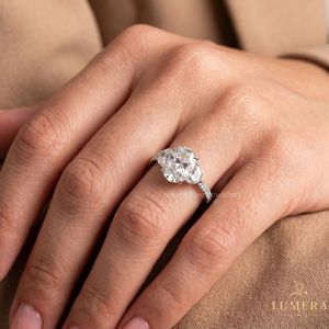 Three Stone Lab Grown Diamond Bridal <b>Ring</b> 9K 10K 14K 18K Solid Gold Custom Fine Jewelry Engagement <b>Ring</b> for Women - Product Image 1