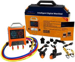 Elitech Digital 4 Válvula <span class=keywords><strong>Manifold</strong></span> Medidor W/Mangueiras Grampos & Vacuum <span class=keywords><strong>Gauge</strong></span> EMG-40VPro 5 Tela Sensível Ao Toque OTA Firmware APP Controle - Product Image 3