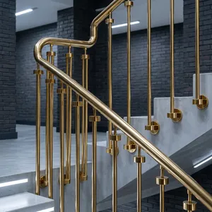 Sistema de pasamanos de latón de lujo, balaustres y peldaños decorativos metálicos antiguos para renovación de escaleras en el hogar. - Product Image 5