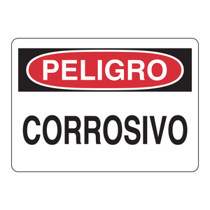 Panneau d'avertissement de danger corrosif - PELIGRO CORROSIVO en espagnol, imprimé PVC UV pour laboratoires - Product Image 2