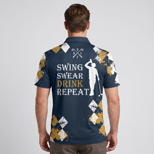 Polo de golf personnalisé sublimé en poly-spandex, imprimé sur toute la surface, manches courtes, vêtements de sport pour hommes, étiquette personnalisée OEM - Product Image 2