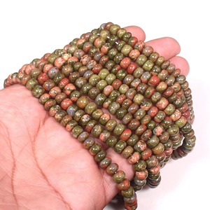 Perles rondes lisses en unakite AAA+, perles d'unakite naturelles, brin de 15 pouces pour la fabrication de bijoux, perles en gros, perles vertes, faites à la main - Product Image 3