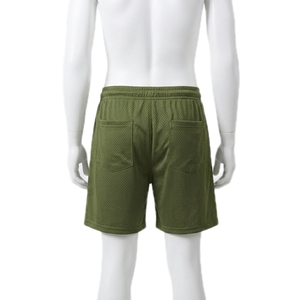 Shorts Bermuda en toile tricotée à taille mi-haute avec logo frontal, décontractés, respirants, couleur unie, avec cordon de serrage, séchage rapide, personnalisables, vente en gros - Product Image 4