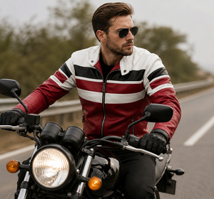 Veste en cuir pour moto pour homme de qualité supérieure personnalisée - Style motard - Imperméable - Coupe-vent - Manches longues - Protection hivernale - 240g - Product Image 5