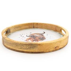 Plateau en bois de manguier émaillé fait main pour la cuisine et la salle à manger, artisanat écologique en bambou et en bois - Product Image 1