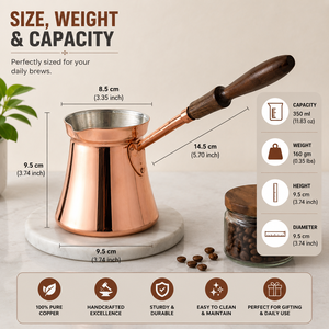 Handmade Pure Copper Turkish <b>Coffee</b> Pot Cezve Ibrik Wooden Handle Arabic Greek <b>Coffee</b> Maker Espresso Milk Warmer Butter Pot - Product Image 5