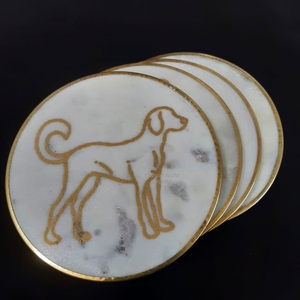 ถาดรองแก้วทรงกลมลายหินอ่อนสุดหรูถาดรองแก้ว2025ลายทองชุดของขวัญแต่งงานตามสั่ง - Product Image 5