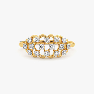 Bague en or jaune pour femme avec diamant taille brillant rond, style classique, bijoux de fiançailles, 10K 14K 18K, argent 925 & 935 - Product Image 1