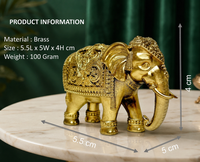 Paire d'idoles en laiton pur en forme de trompe d'éléphant, 100% laiton, 5,5 x 5 x 4 cm, 100 g, ensemble de murtis d'éléphant traditionnels pour la Puja, décoration d'intérieur moderne