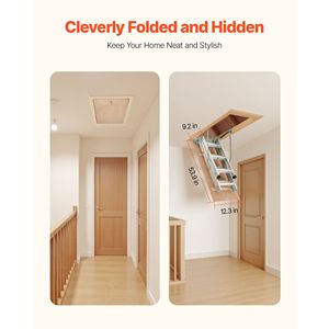 Escalera de Aluminio Multiusos para Ático con Capacidad de 375 LBS/170 KG, Altura Ajustable de 9.8-10.3 pies, Plegable, para Acceso al Ático - Product Image 5