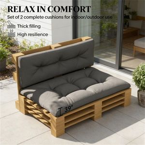 Cuscini per Sedute da Giardino Grigio Scuro, Cuscini e Imbottiture per Esterni (Solo Cuscini) - Product Image 2