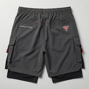 Shorts de course 2-en-1 pour hommes avec poches cargo, séchage rapide, pour la gym, l'entraînement, avec doublure de compression, vêtements de sport - Product Image 2