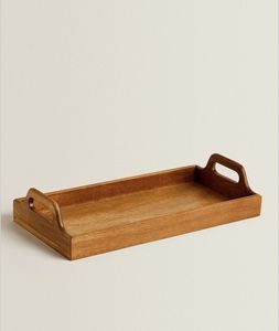 Luxury <b>Table</b> Top Wooden Serving <b>Tray</b> Brown Finished Rectangle Kitchenware Home and Hotel Use Round Food Serving <b>Tray</b> - Product Image 3