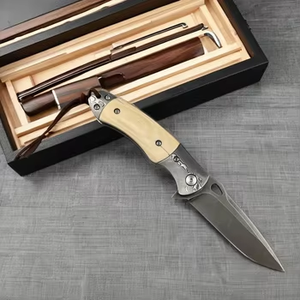 Couteau pliant d'extérieur fait main en acier Damas de haute qualité avec manche en bois, lame fixe de qualité industrielle, idéal pour le camping, OEM - Product Image 4