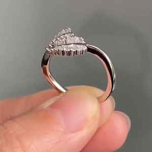 Anillo Abierto de Plata 925 Original con Moissanita Corte Baguette, Diseño Hoja de Palma, Regalo para Amantes de Plantas, Fiesta, Aniversario - Product Image 4
