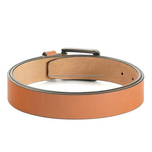Ceinture décontractée en cuir véritable Tan pour hommes tailles personnalisées faites à la main avec ceinture de robe à boucle en laiton à une broche - Product Image 1