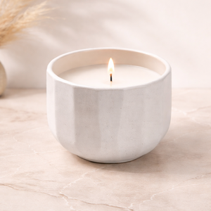 Recipiente de Cerámica Minimalista para Velas, con un Solo Mecha, Acabado Liso y Acanalado, Elegante, Reutilizable, Decoración Moderna para el Hogar, Estilo de Quema Limpia - Product Image 1