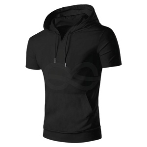 <b>Mens</b> <b>Short</b> <b>Sleeve</b> <b>Hoodies</b> Solid Hooded Pullover Casual 100% Cotton Stonewashed Print Quick Dry Breathable Lightweight - Product Image 1