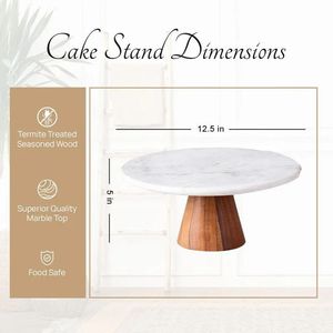 Eco-Friendly Handmade Round <b>Cake</b> <b>Stand</b> Wood & <b>Marble</b> Material - Product Image 4