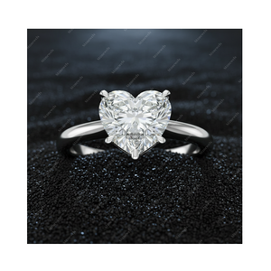 Anillo de Compromiso Solitario de Plata de Ley 925 Chapado en Oro Fino de 18k con Diamante Cultivado en Laboratorio de Corte Corazón de 0.40-3CT con Certificación GIA IGI - Product Image 1