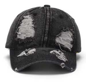 Unisex Distressed <b>Baseball</b> <b>Cap</b> Adjustable Breathable 100% Cotton Sporty Outdoor Street Style Casual Spring Summer - Product Image 3