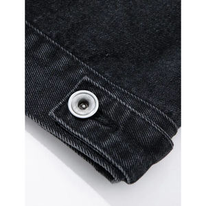 Veste en jean foncé pour homme, coupe classique, col rabattu, bouton unique, coton lavé, style décontracté automne - Product Image 2