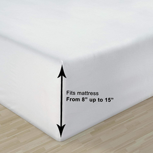 100% Organic Cotton Pure White Full <b>Sheets</b> Set 4-Piece Bedding for Bed Breathable Fits <b>Flat</b> <b>Fitted</b> <b>Sheet</b> Sets - Product Image 3